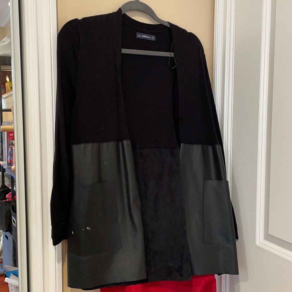 leather cardigan zara